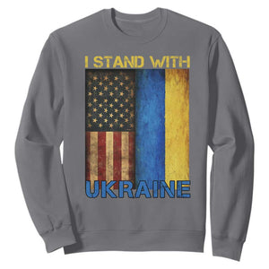 I Stand With Ukraine Sweatshirt Ukrainian American Flag TS02 Charcoal Print Your Wear