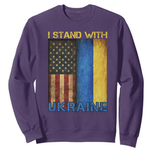 I Stand With Ukraine Sweatshirt Ukrainian American Flag TS02 Purple Print Your Wear
