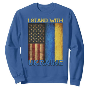 I Stand With Ukraine Sweatshirt Ukrainian American Flag TS02 Royal Blue Print Your Wear