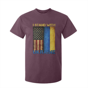 I Stand With Ukraine T Shirt For Kid Ukrainian American Flag TS02 Maroon Print Your Wear