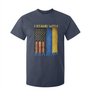 I Stand With Ukraine T Shirt For Kid Ukrainian American Flag TS02 Navy Print Your Wear