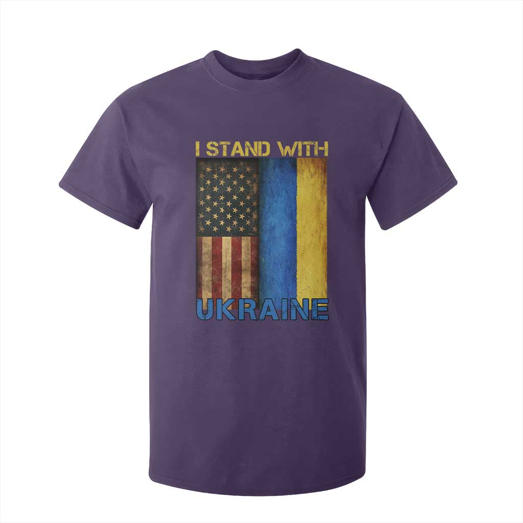 I Stand With Ukraine T Shirt For Kid Ukrainian American Flag TS02 Purple Print Your Wear