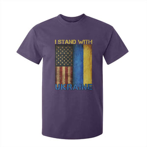 I Stand With Ukraine T Shirt For Kid Ukrainian American Flag TS02 Purple Print Your Wear