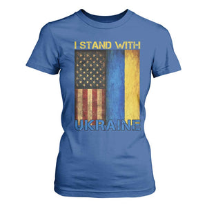 I Stand With Ukraine T Shirt For Women Ukrainian American Flag TS02 Royal Blue Print Your Wear