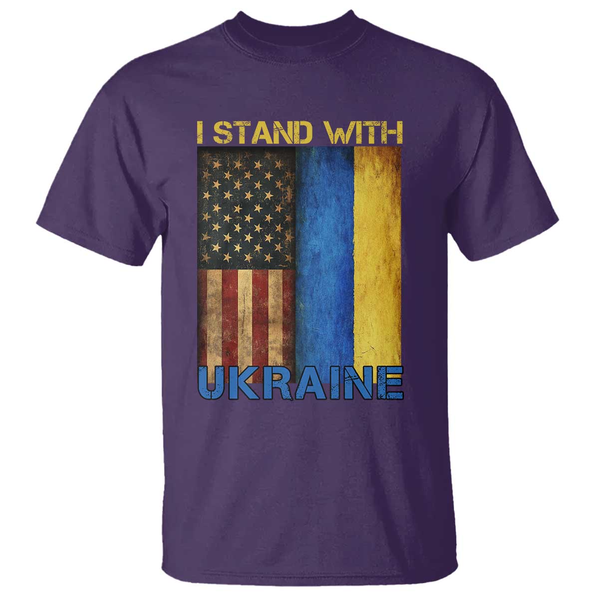 I Stand With Ukraine T Shirt Ukrainian American Flag TS02 Purple Print Your Wear