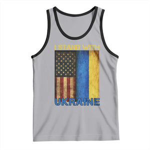 I Stand With Ukraine Tank Top Ukrainian American Flag TS02 Athletic Heather Black Print Your Wear