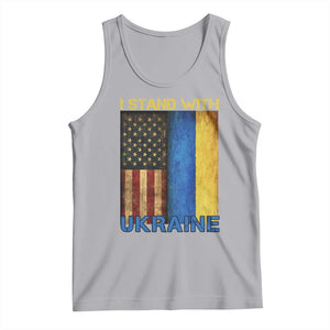 I Stand With Ukraine Tank Top Ukrainian American Flag TS02 Athletic Heather Print Your Wear