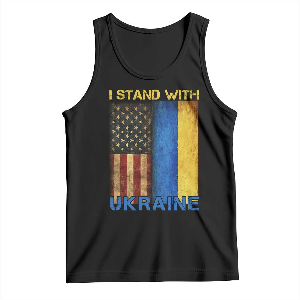 I Stand With Ukraine Tank Top Ukrainian American Flag TS02 Black Print Your Wear