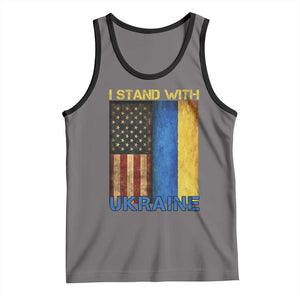 I Stand With Ukraine Tank Top Ukrainian American Flag TS02 Deep Heather Black Print Your Wear