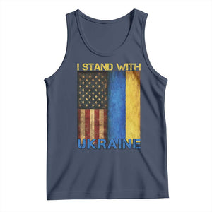 I Stand With Ukraine Tank Top Ukrainian American Flag TS02 Navy Print Your Wear