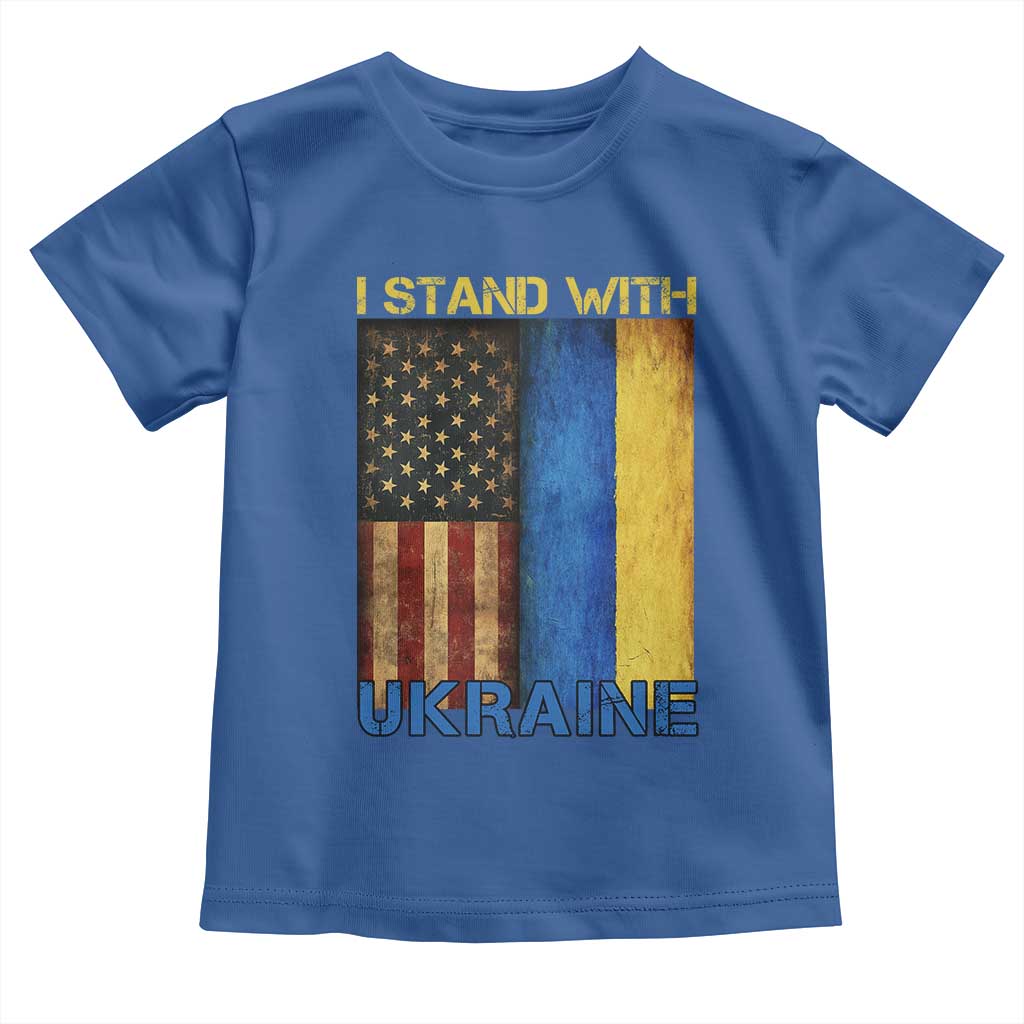 I Stand With Ukraine Toddler T Shirt Ukrainian American Flag TS02 Royal Blue Print Your Wear
