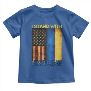 I Stand With Ukraine Toddler T Shirt Ukrainian American Flag TS02 Royal Blue Print Your Wear