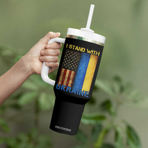 I Stand With Ukraine Tumbler With Handle Ukrainian American Flag TS02 Print Your Wear