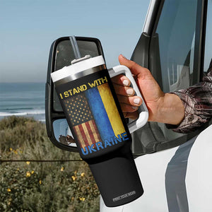 I Stand With Ukraine Tumbler With Handle Ukrainian American Flag TS02 Print Your Wear