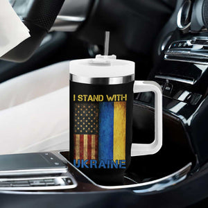 I Stand With Ukraine Tumbler With Handle Ukrainian American Flag TS02 Print Your Wear
