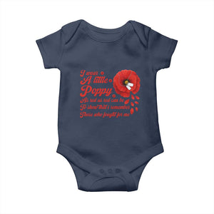 I Wear A Little Poppy Memorial Day Baby Onesie Veterans Day USA Red Poppy Flower TS11 Navy Print Your Wear