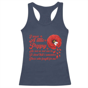 I Wear A Little Poppy Memorial Day Racerback Tank Top Veterans Day USA Red Poppy Flower TS11 Navy Print Your Wear