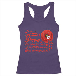 I Wear A Little Poppy Memorial Day Racerback Tank Top Veterans Day USA Red Poppy Flower TS11 Purple Print Your Wear