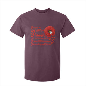 I Wear A Little Poppy Memorial Day T Shirt For Kid Veterans Day USA Red Poppy Flower TS11 Maroon Print Your Wear