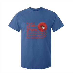 I Wear A Little Poppy Memorial Day T Shirt For Kid Veterans Day USA Red Poppy Flower TS11 Royal Blue Print Your Wear