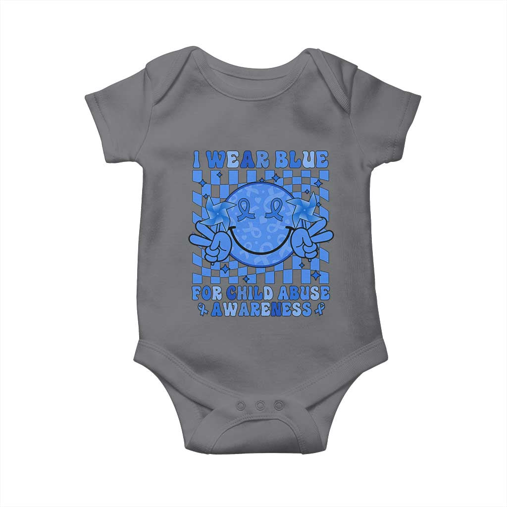 I Wear Blue For Child Abuse Awareness Month Baby Onesie TS11 Charcoal Print Your Wear