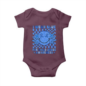 I Wear Blue For Child Abuse Awareness Month Baby Onesie TS11 Maroon Print Your Wear