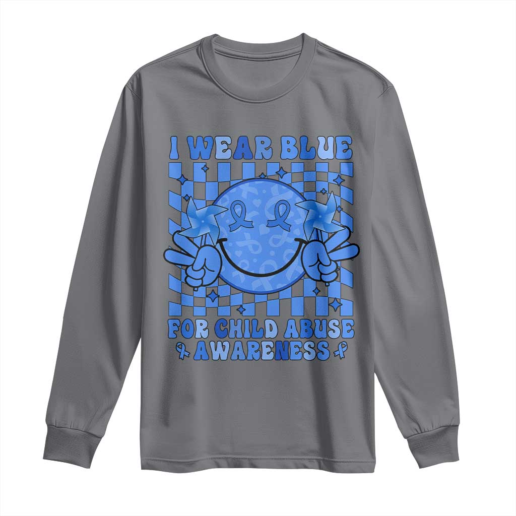 I Wear Blue For Child Abuse Awareness Month Long Sleeve Shirt TS11 Charcoal Print Your Wear