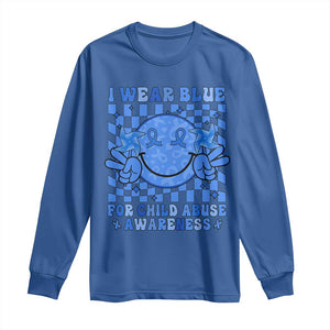 I Wear Blue For Child Abuse Awareness Month Long Sleeve Shirt TS11 Royal Blue Print Your Wear
