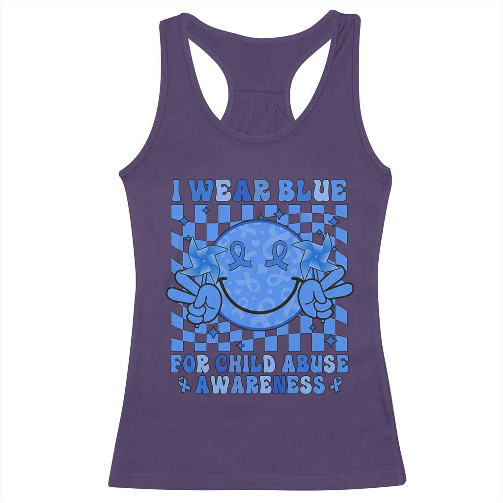 I Wear Blue For Child Abuse Awareness Month Racerback Tank Top TS11 Purple Print Your Wear