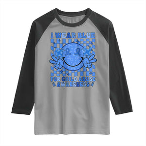 I Wear Blue For Child Abuse Awareness Month Raglan Shirt TS11 Sport Gray Black Print Your Wear