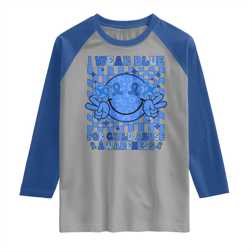 I Wear Blue For Child Abuse Awareness Month Raglan Shirt TS11 Sport Gray Royal Print Your Wear