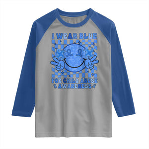 I Wear Blue For Child Abuse Awareness Month Raglan Shirt TS11 Sport Gray Royal Print Your Wear