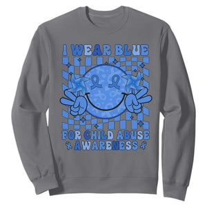 I Wear Blue For Child Abuse Awareness Month Sweatshirt TS11 Charcoal Print Your Wear