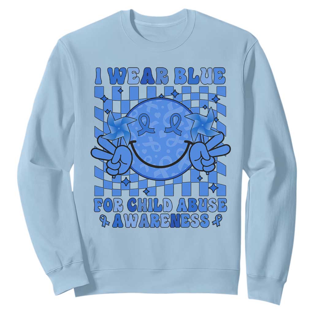 I Wear Blue For Child Abuse Awareness Month Sweatshirt TS11 Light Blue Print Your Wear