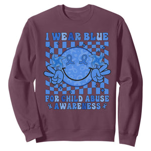 I Wear Blue For Child Abuse Awareness Month Sweatshirt TS11 Maroon Print Your Wear