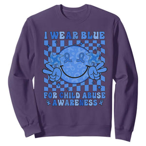 I Wear Blue For Child Abuse Awareness Month Sweatshirt TS11 Purple Print Your Wear