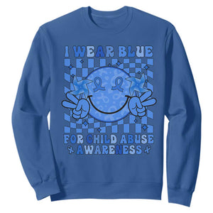 I Wear Blue For Child Abuse Awareness Month Sweatshirt TS11 Royal Blue Print Your Wear
