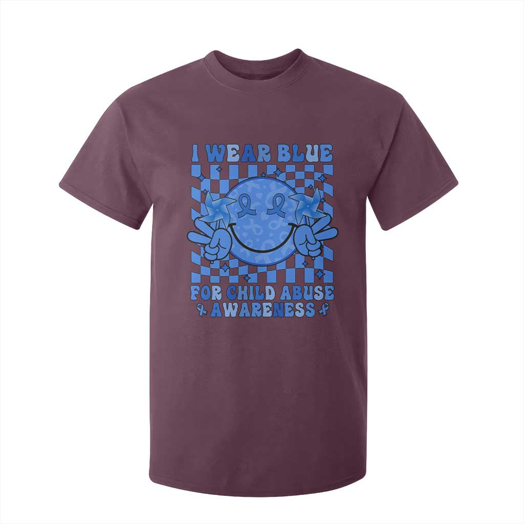I Wear Blue For Child Abuse Awareness Month T Shirt For Kid TS11 Maroon Print Your Wear