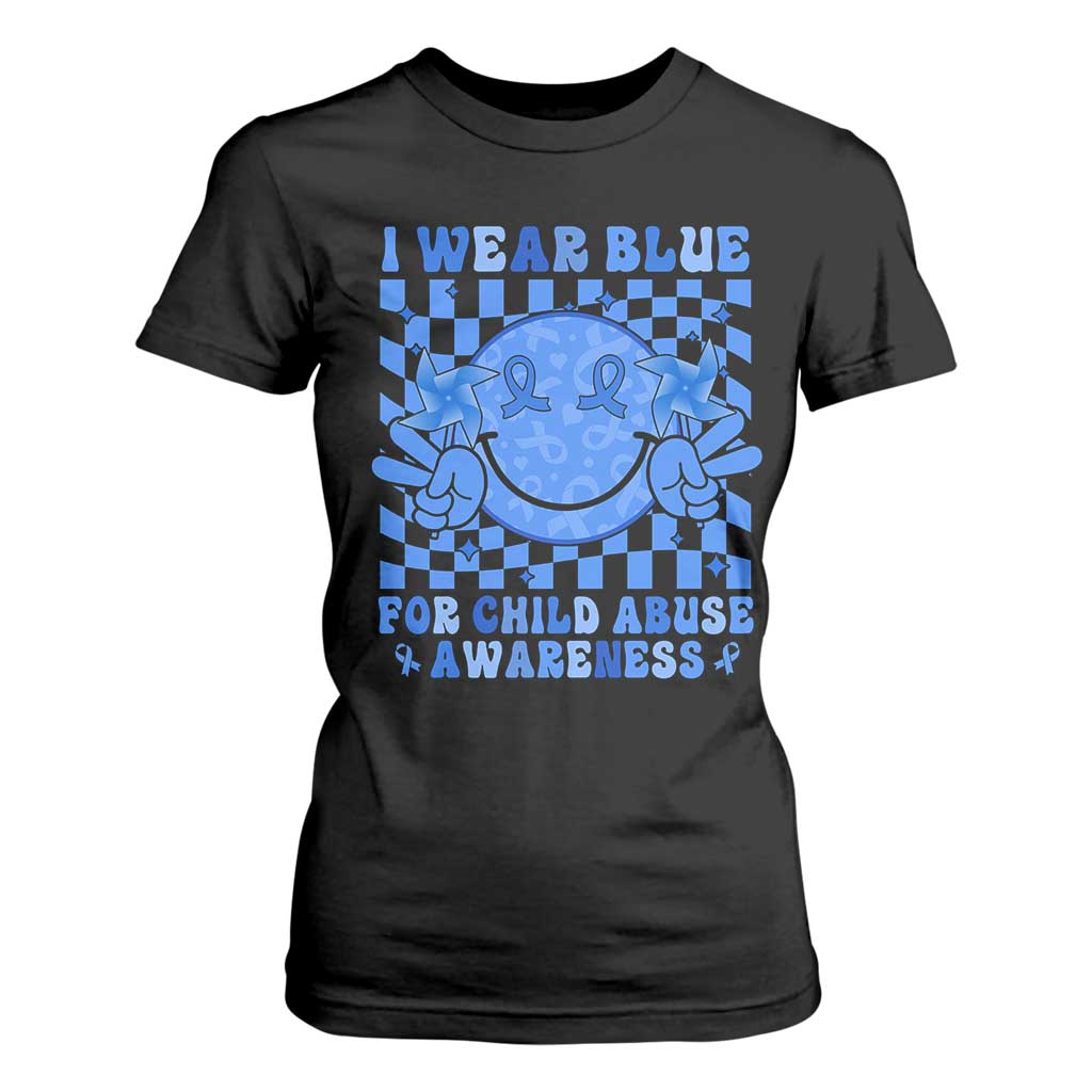 I Wear Blue For Child Abuse Awareness Month T Shirt For Women TS11 Black Print Your Wear