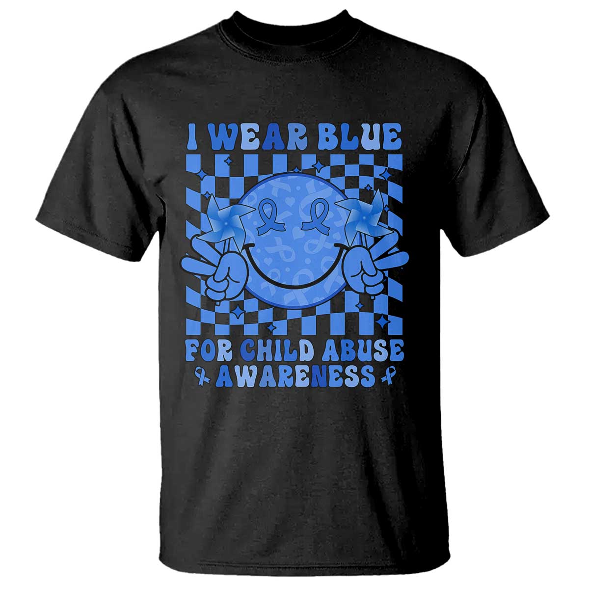 I Wear Blue For Child Abuse Awareness Month T Shirt TS11 Black Print Your Wear