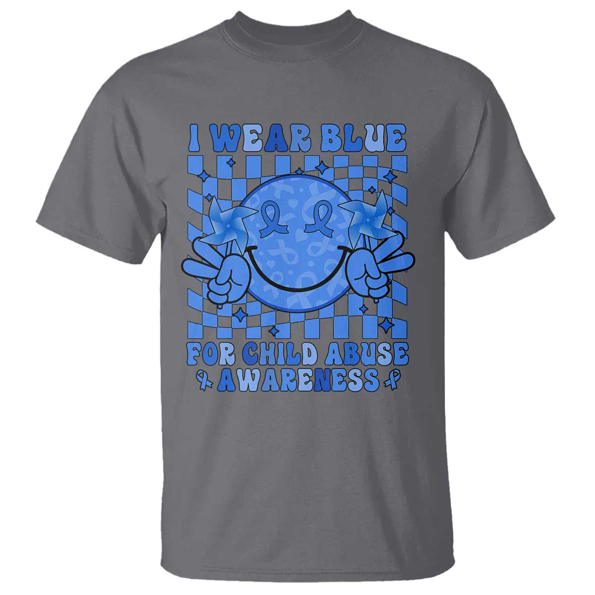 I Wear Blue For Child Abuse Awareness Month T Shirt TS11 Charcoal Print Your Wear