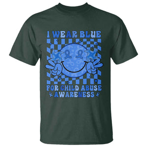 I Wear Blue For Child Abuse Awareness Month T Shirt TS11 Dark Forest Green Print Your Wear