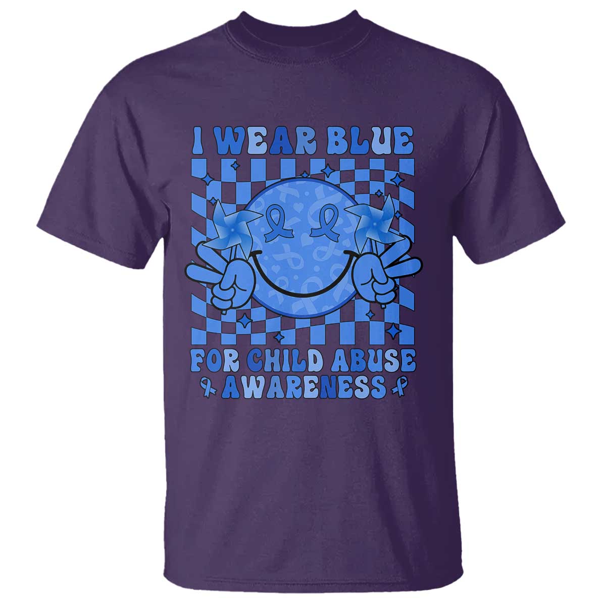 I Wear Blue For Child Abuse Awareness Month T Shirt TS11 Purple Print Your Wear
