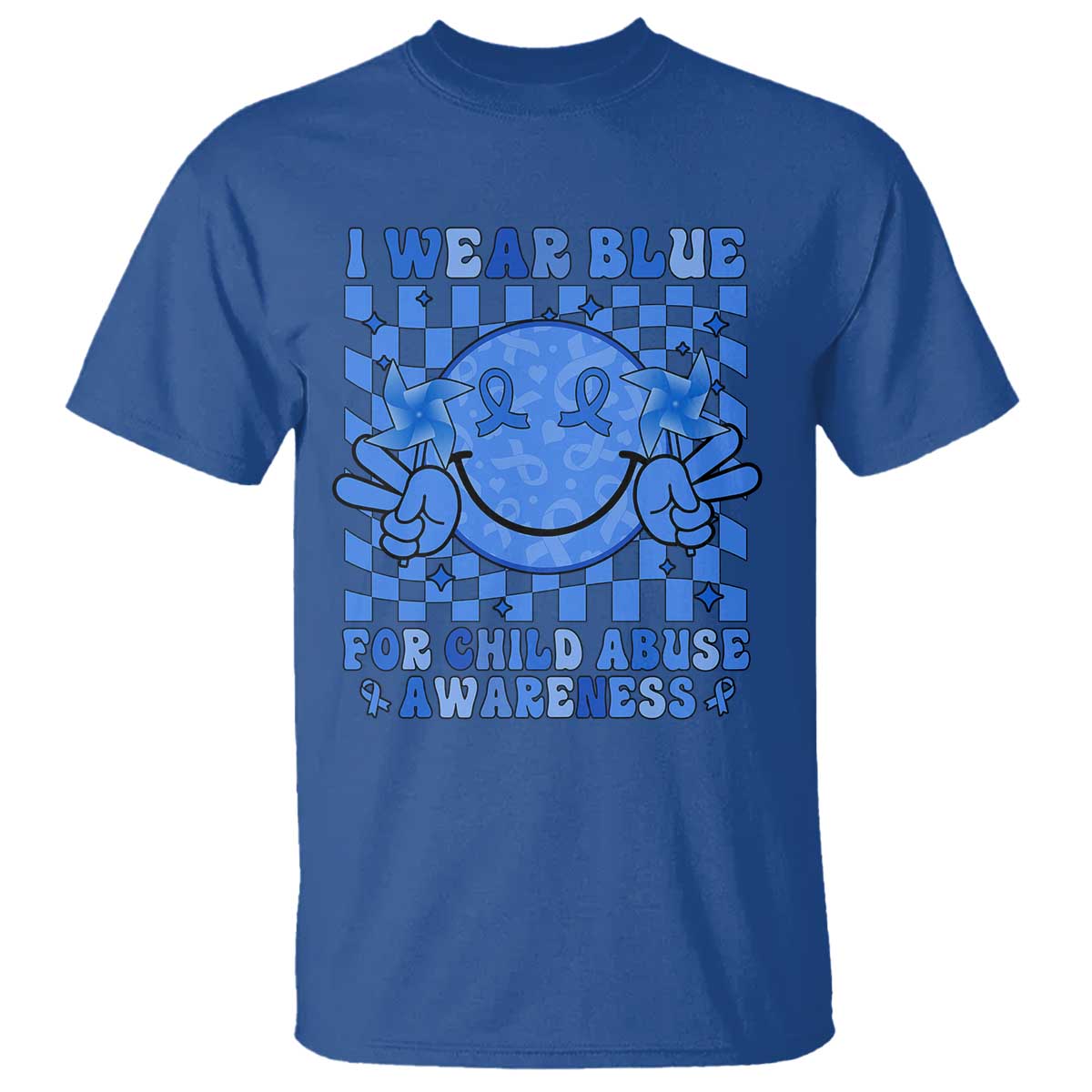 I Wear Blue For Child Abuse Awareness Month T Shirt TS11 Royal Blue Print Your Wear