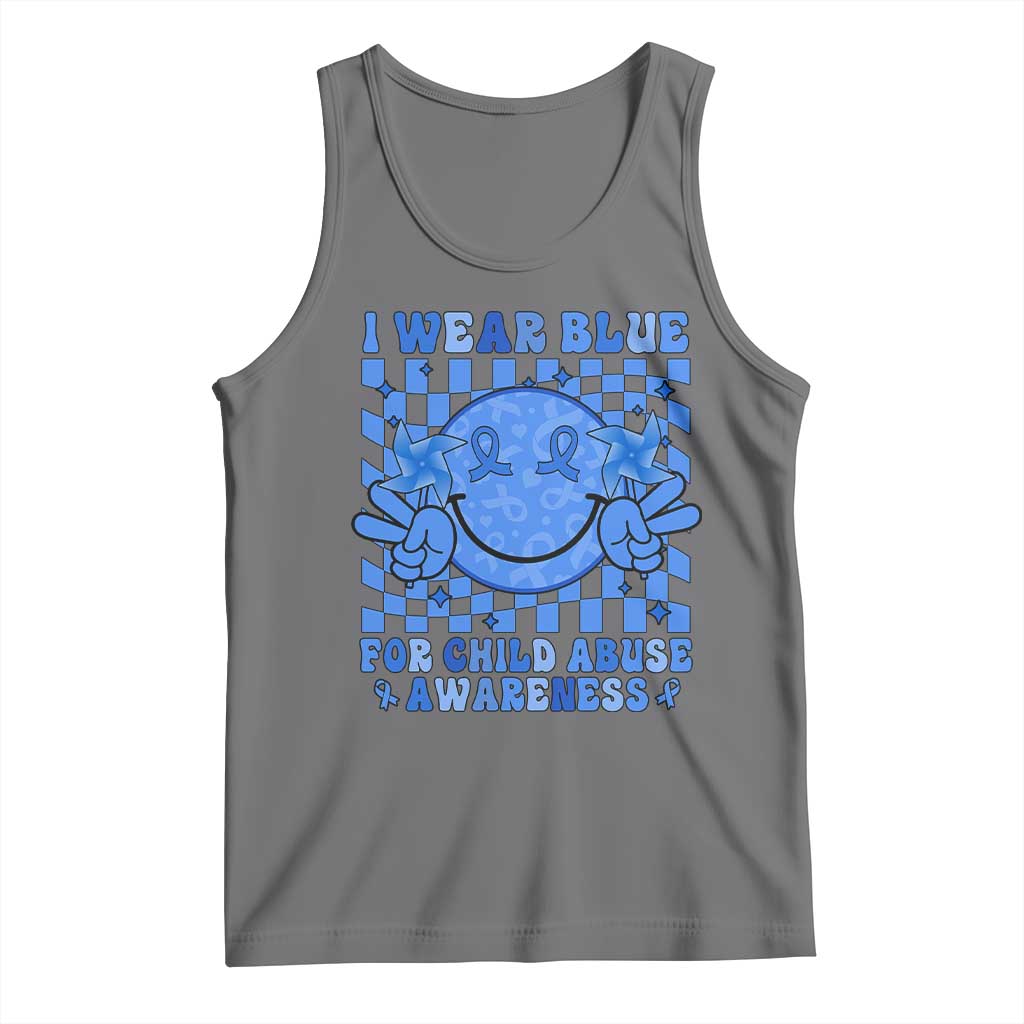 I Wear Blue For Child Abuse Awareness Month Tank Top TS11 Black Heather Print Your Wear