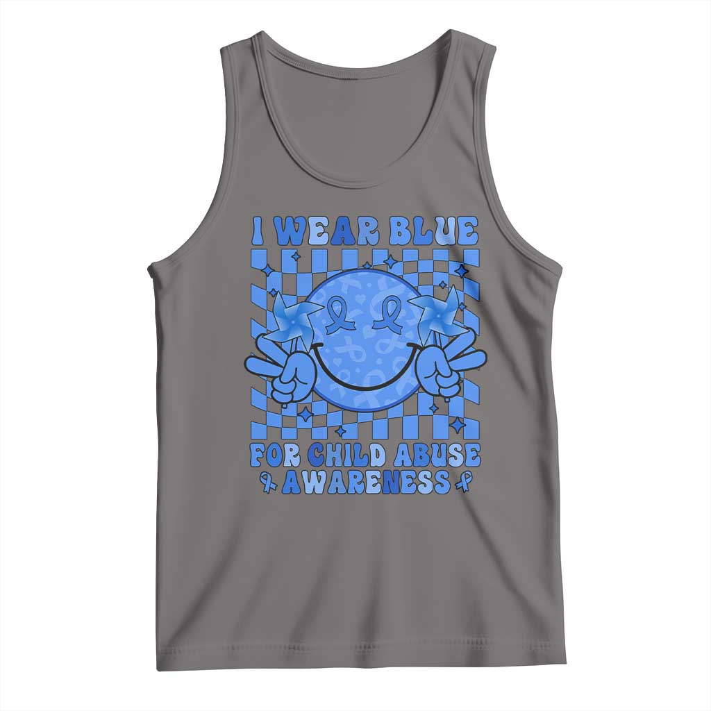 I Wear Blue For Child Abuse Awareness Month Tank Top TS11 Deep Heather Print Your Wear