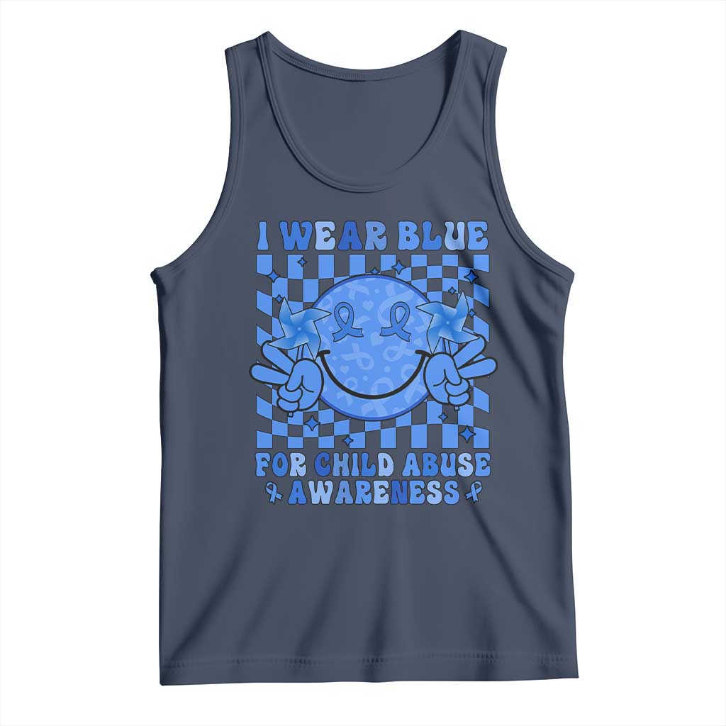 I Wear Blue For Child Abuse Awareness Month Tank Top TS11 Navy Print Your Wear