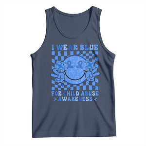 I Wear Blue For Child Abuse Awareness Month Tank Top TS11 Navy Print Your Wear