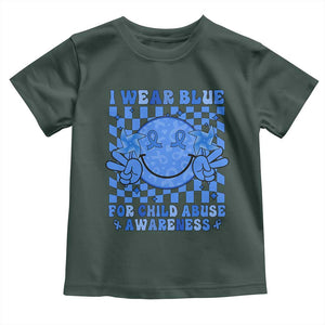 I Wear Blue For Child Abuse Awareness Month Toddler T Shirt TS11 Dark Forest Green Print Your Wear