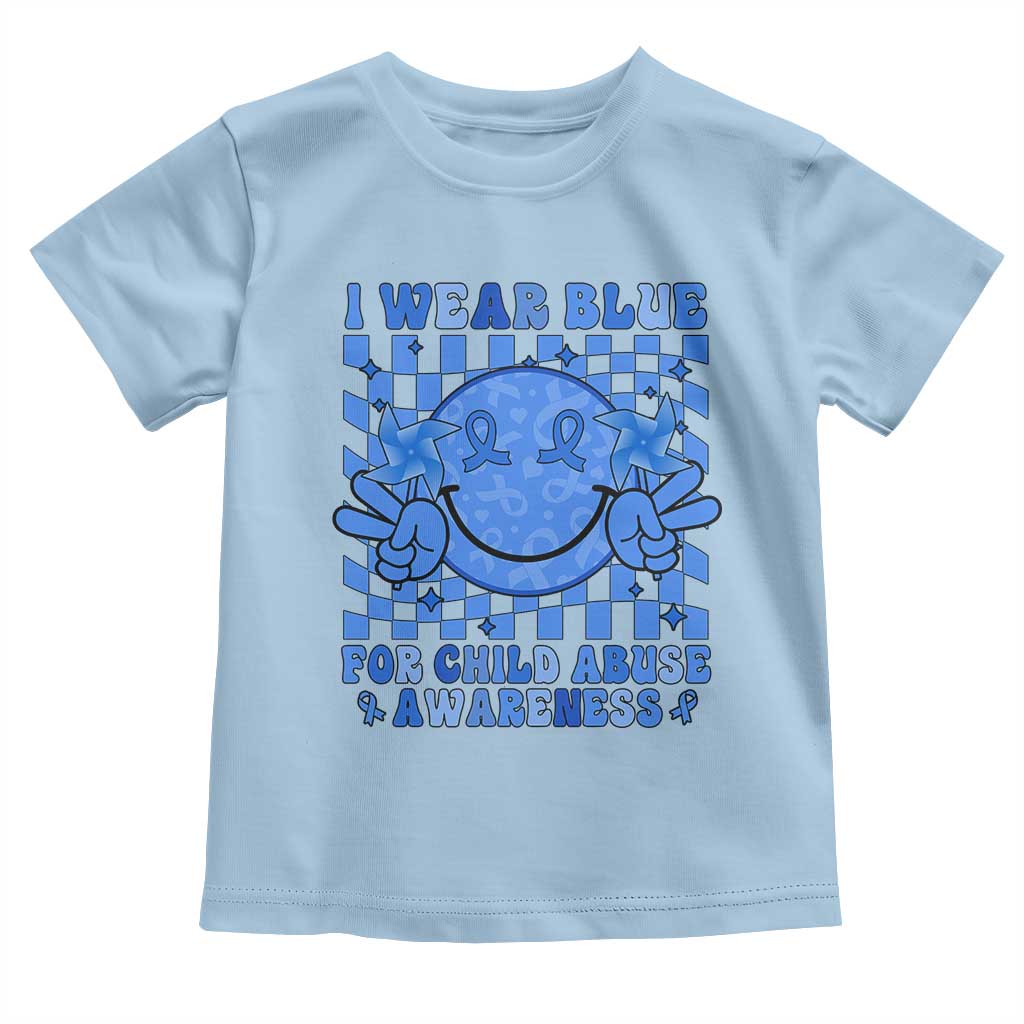 I Wear Blue For Child Abuse Awareness Month Toddler T Shirt TS11 Light Blue Print Your Wear